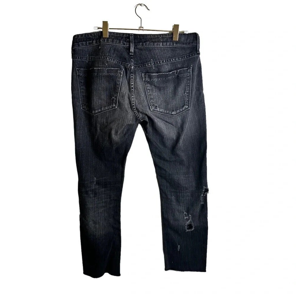 Agolde Jeans Chloe Low Rise Slim Liverpool Black Denim Distressed Size 29‎